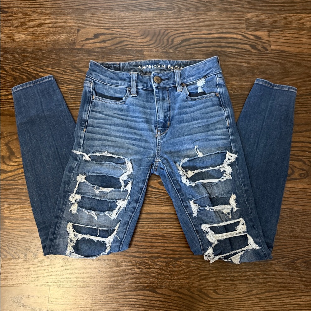 AE Blue Ripped Jeans - Picture 2 of 4